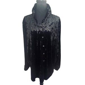 Whimseygoth Fairygoth Jessica Simpson Romy Creased Velour Black Shacket L Tunic